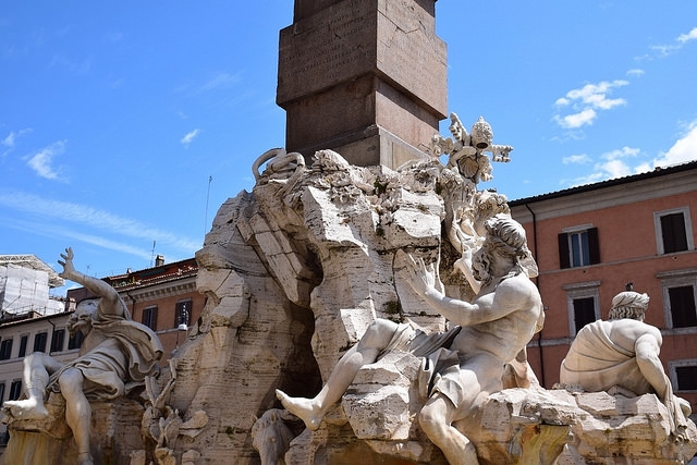 Piazza Navona, Fontanna Czterech Rzek (Fontana dei Quattro Fiumi), Rzym, Włochy